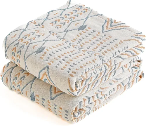 Miniatura 18 de Manta bohemia 100% algodón orgánico ultra suave transpirable rústico edredón de 50 x 60 pulgadas con pájaros y flores para sofá, silla, cama, sillón