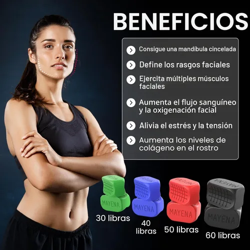 Miniatura 6 de Ejercitador de mandíbula para hombres y mujeres Entrenador muscular facial de 8 piezas y tóner con 4 niveles de resistencia Potente juego