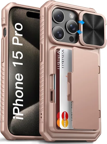Miniatura 33 de Vihibii Funda para iPhone 13 Pro Max/iPhone 12 Pro Max con tarjetero (4 tarjetas) [bloqueo RFID] y cubierta de cámara deslizante, protección contra
