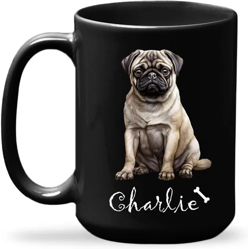 Miniatura 18 de Taza de viaje negra personalizada con nombre a elegir de 11 onzas, 15 onzas, taza de cerámica personalizada para perros Chihuahua, regalo