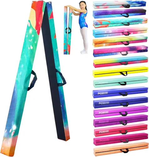 Miniatura 20 de FC FUNCHEER - Viga de equilibrio plegable, viga de suelo para gimnasia, equipo de gimnasia para niños, base de madera, fondo antideslizante y bolsa