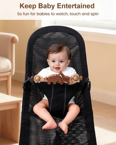 Miniatura 5 de TinlyFinly Barra de Juguetes de Bouncer para Bebé de Madera Compatible con Baby Bjorn Bouncer, Accesorio de Juguete para Bouncer con Ajuste Firme
