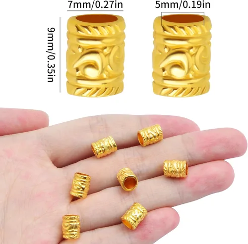 Miniatura 3 de 100 cuentas espaciadoras europeas de tubo de agujero grande, cuentas sueltas de barril de columna de aleación, espaciadores de metal a granel
