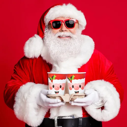 Miniatura 5 de Whaline Juego de vajilla de fiesta de Navidad de 125 piezas, platos de papel de Papá Noel de 7 y 9 pulgadas, 6.5 pulgadas, cinturones de Papá Noel