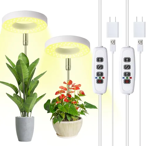 Miniatura 10 de Luz blanca de cultivo de 3.54 pulgadas, luces de espectro completo para plantas para cultivo en interiores con temporizador de 3/9/12H, 3 modos