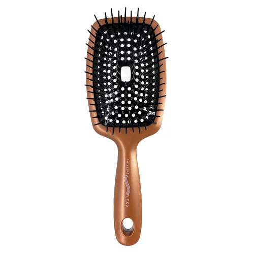 Phillips Brush Flexx - Cepillo para desenredar el cabello, con cojín totalmente ventilado, diseño elegante de cobre y negro, cepillo de pelo