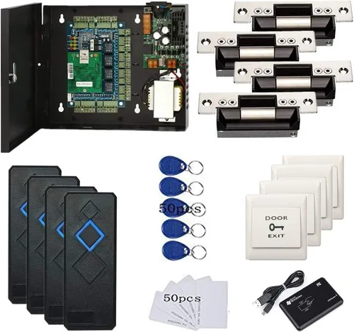 Miniatura 13 de Cerradura de huelga eléctrica completa TCP/IP red de control de acceso de una sola puerta Kits de sistema con fuente de alimentación de metal de 110