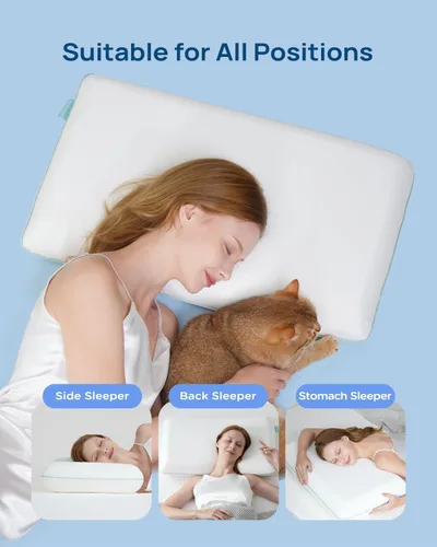 Miniatura 7 de Releep Almohada refrescante de espuma viscoelástica suave, almohada cervical para dormir de lado, dormir de espalda y boca abajo, diseño ortopédico