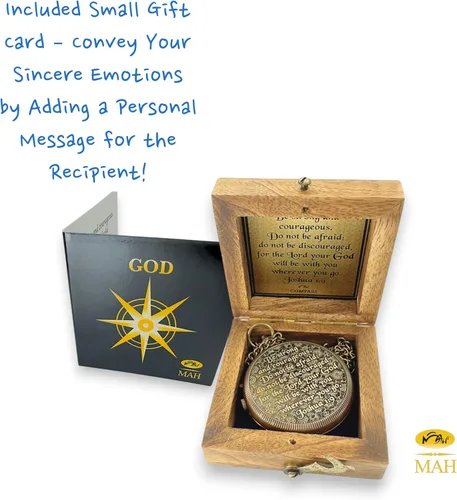 Miniatura 2 de Bible Verse Brass Compass – “Be Strong and Courageous” (Joshua 1:9) Christian Gift for Graduation, Baptism, Confirmation – Religious Keepsake for