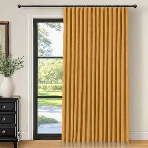 Miniatura 30 de INOVADAY Cortinas térmicas para puerta corredera 100% opacas para dormitorio, cortinas de puerta corrediza de vidrio extra anchas para patio, lino