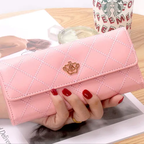 Miniatura 5 de NEWANIMA Billetera para mujer, para múltiples tarjetas, dos pliegues, de cremallera larga, cartera de mano, Estilo3-Rosa), NA