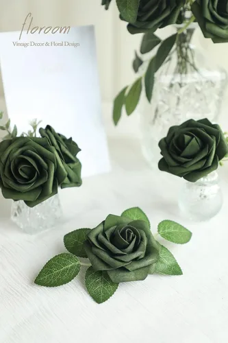 Miniatura 4 de Floroom Flores artificiales de espuma de aspecto real, con tallos, para manualidades, ramos de boda, centros de mesa, despedida de soltera, fiesta