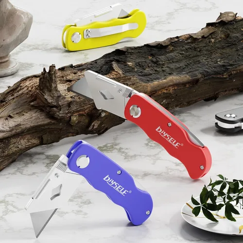 Miniatura 4 de DIYSELF Paquete de 4 cuchillos utilitarios, cortadores de caja para fines ligeros, cuchillo de afeitar, cuchillo cortador de caja para dibujos