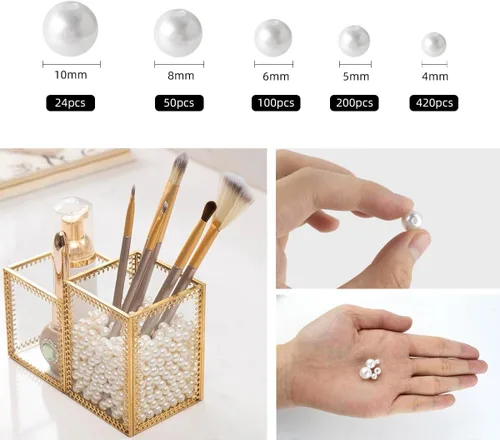 Miniatura 6 de 800 cuentas de perlas blancas para hacer joyas, kit de pulseras de perlas, cuentas espaciadoras sueltas para pulseras, collares, manualidades