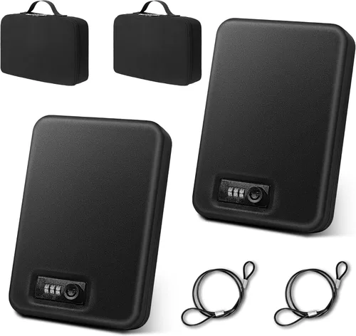Caja de Seguridad para Pistolas, Caja de Seguridad Portátil para Viajes en Auto, Caja de Seguridad para Armas con Cerradura de Llave, Cajas de
