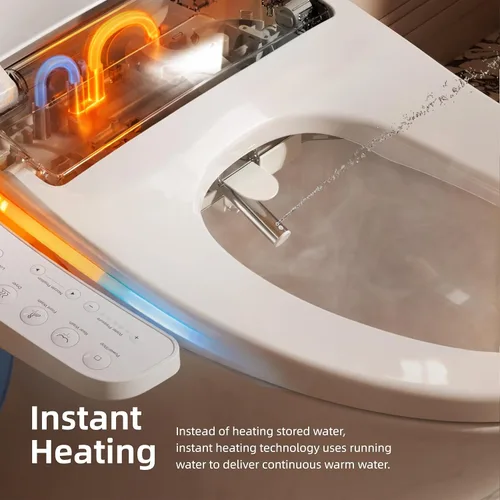 Miniatura 3 de BRAVAT® Asiento de inodoro electrónico inteligente con bidé, asiento con calefacción, agua caliente instantánea, boquilla de acero inoxidable