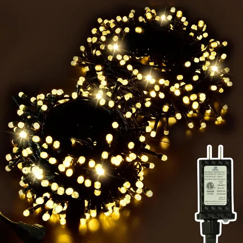 Miniatura 8 de ULG - Luces de cuerda de Navidad de 2 paquetes mejoradas de 186 pies con 500 LED, luces de hadas impermeables extensibles con función de memoria, 8