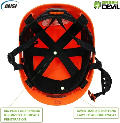 Miniatura 5 de GREEN DEVIL Casco de Seguridad Casco Duro Ajustable Ligero Ventilado ABS Casco de Trabajo Suspensión de 6 Puntos Aprobado ANSI Z89.1 Ideal