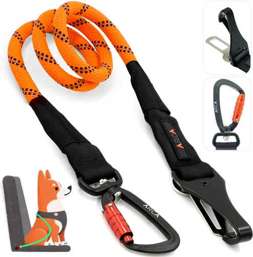Miniatura 10 de Cinturón de seguridad para perro Cinturón de seguridad universal para automóvil para mascotas con cuerda de escalada reflectante, mosquetón