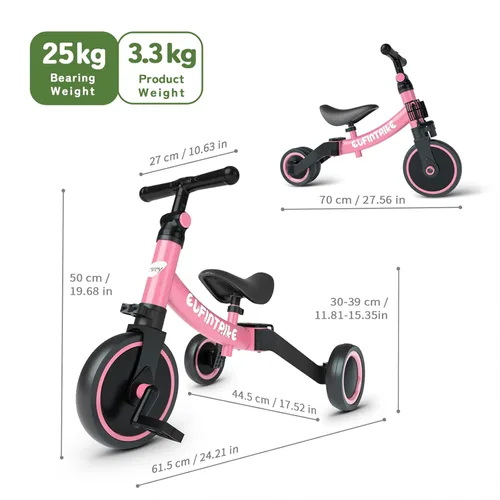 Miniatura 7 de besrey Bicicleta 5 en 1 para niños de 1 año a 4 años, triciclo para niños pequeños, triciclo para niños, juguetes para niños y niñas, entrenamiento
