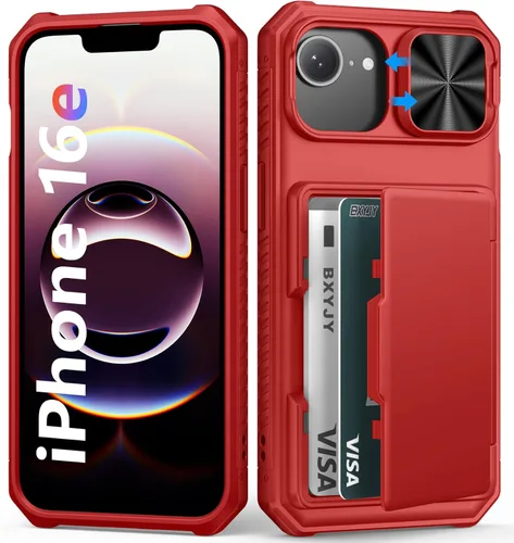 Miniatura 18 de BXYJY Funda tipo cartera para iPhone 15 Pro con tarjetero (4-5 tarjetas) y cubierta deslizante para cámara y soporte, protección contra caídas