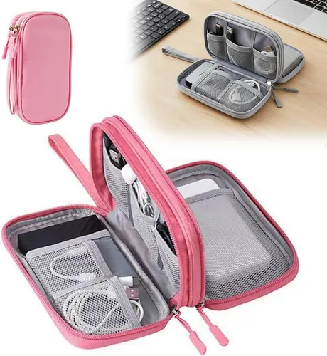 Miniatura 11 de Bolsa organizadora de cables de viaje, caja organizadora de cables actualizada 2026, caja organizadora de cables electrónicos de doble capa, bolsa