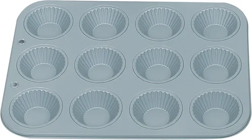 Fox Run Molde acanalado para tartas, 12 cavidades, antiadherente preferido, 10.5 x 14 x 1 pulgadas