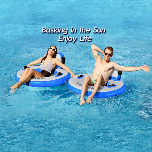Miniatura 8 de CALOBANA Anillo Flotante Redondo Inflable Hamaca de Agua Flotadores de Río de Alta Resistencia Flotadores de Lago para Adultos Plataforma de Isla