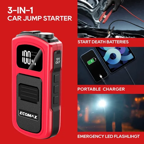 Miniatura 2 de ECOMAX ECA80 - Arrancador de batería de automóvil, 1500 A pico 15000 mAh portátil para arrancador de coche (7L Gas/5L Diesel) con carga rápida