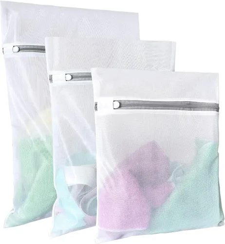 Bolsas de lencería para lavar prendas delicadas, bolsas de lavandería de malla fina pequeñas, 3 piezas (1 grande, 1 mediana, 1 pequeña)
