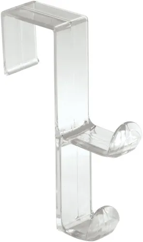 InterDesign Gancho organizador para colgar sobre la puerta para abrigos, sombreros, batas, ropa o toallas, gancho doble, transparente