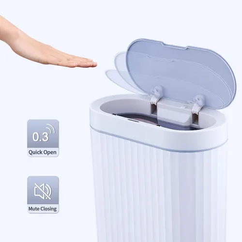 Miniatura 8 de ELPHECO Basurero de baño con tapa, contenedor de basura impermeable con sensor de 2.5 galones, cubo de basura con sensor de movimiento de 10 litros