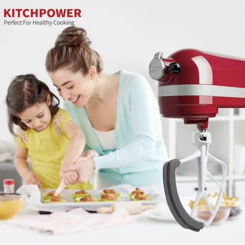 Miniatura 2 de KITCHPOWER 4,5-5 Quart Flex Edge - Batidora para cocina, soporte para cabeza, mezcladores, color blanco, Blanco