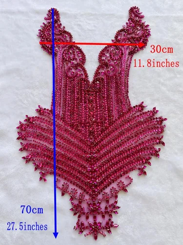 Miniatura 6 de Parches de corpiño hechos a mano con cuentas grandes de diamantes de imitación de encaje, adornos para coser en lentejuelas, piedras y cuentas Verde