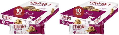 Miniatura 13 de think! Delight Barras de proteínas, bajas en carbohidratos, sin gluten, pastel de mousse de chocolate, 10 unidades (el embalaje puede variar)
