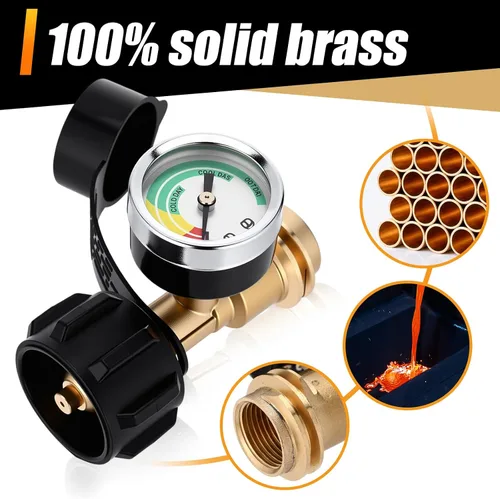Miniatura 3 de Tandefio Indicador de nivel de tanque de propano, detector de fugas, medidor de presión de gas, tanque de propano universal QCC1 con cubierta