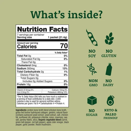Miniatura 2 de Dr. Kellyann Paquetes de caldo de hueso de pollo al romero asado (7 porciones) – 0.63 oz de proteína, colágeno alimentado con pasto, apto para dieta