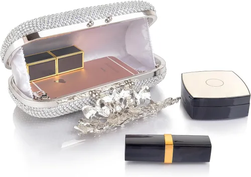 Miniatura 4 de Bolsa de noche de cristal con diamantes de imitación para novia y dama de honor, boda, graduación, fiesta, bolso de mano formal para mujer