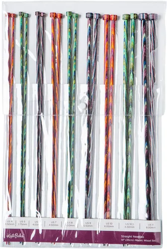 Miniatura 2 de Knit Picks Juego de agujas de tejer de madera de un solo punto recto US 4-11 (Mosaico 14")