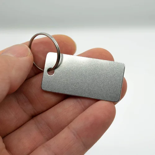 Miniatura 3 de Paquete de 25 etiquetas rectangulares de acero inoxidable con un agujero