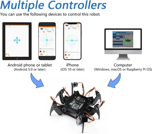 Miniatura 4 de Freenove Kit de robot hexápodo (compatible con Arduino IDE), torsión de arrastre para caminar, control remoto de aplicaciones, proyecto servo STEM