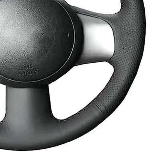 Miniatura 2 de Cubierta de cuero negro del volante del coche para Nissan March Sunny Versa 2013 Almera mano-cosido cubierta del volante del coche Blanco