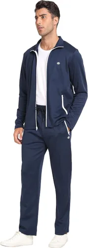 Miniatura 6 de MoFiz Conjunto deportivo para hombre, manga larga, casual, con cremallera completa, para correr, deportivo, 2 piezas