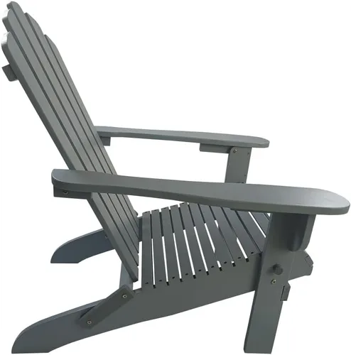Miniatura 5 de Foldable Wooden Adirondack Chair for Outdoor and Indoor Use, Comfortable Lounge Design with Wide Seat and Armrests, Oak Finish (Grey + Solid Wood)
