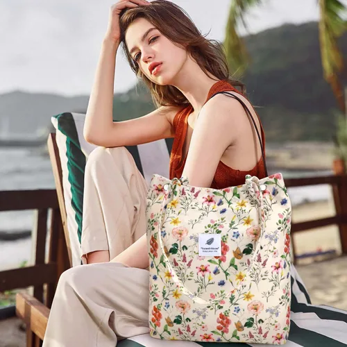 Miniatura 159 de Ayieyill - Bolsa de pana para mujer y niña, con correa de lona para colgar al hombro, bolsa con bolsillo