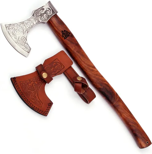 Miniatura 8 de Armory Replicas™ Dragon Slayer - Hacha de batalla vikinga – Hacha de decapitación de acero al carbono de 23 pulgadas con diseño de nudo, opciones