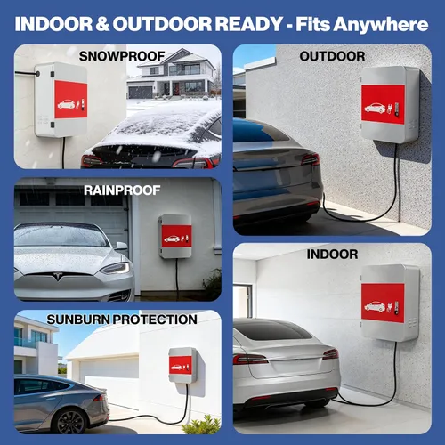Miniatura 6 de POCHAR Protector de cubierta de cargador de vehículo eléctrico EV para Tesla Modelo Y Modelo 3- Conector de pared Estación de carga de acero EV