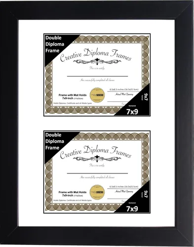 Miniatura 18 de Creative Picture Frames Marco de diploma doble clásico negro de 6 x 8 pulgadas con vidrio negro y colgador de pared instalado