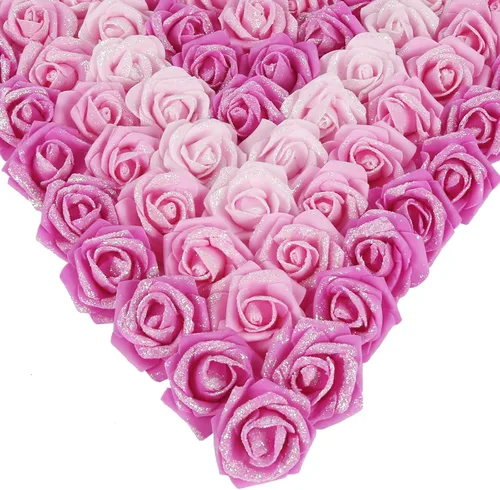 Miniatura 38 de Rosas artificiales, 200 piezas de cabezas de flores de rosas artificiales para manualidades, rosas de espuma de 1.97 pulgadas, cabezas de rosas Rosa