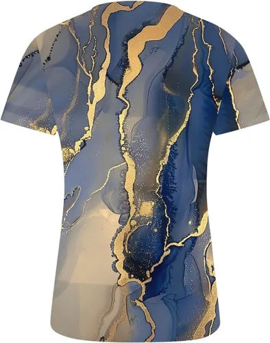 Miniatura 127 de Summer Shirts for Women 2025 Plus Size Short Sleeve Henley Tops Marble Floral Loose Tshirt Tee Casual Dressy Tunics